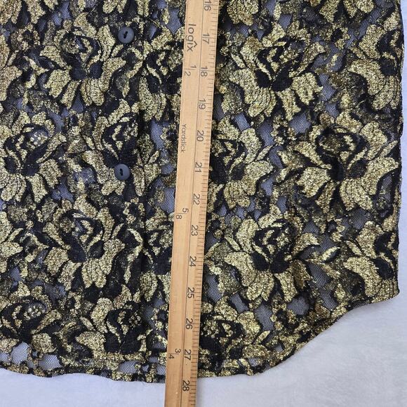 In Charge Womens Vtg 90s Y2K Whimsigoth Sparkle Metallic Sheer Lace Button Top M - Picture 10 of 10
